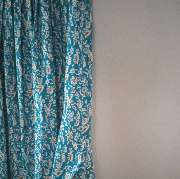 💃Maxi Skirt | Turquoise and Beige Print | Made in Canada | Size 12 - Picture 4 of 8